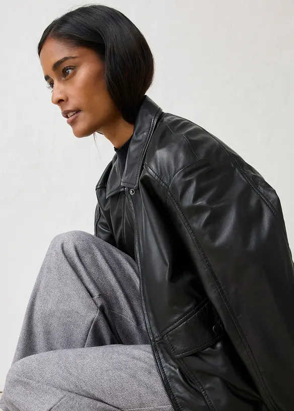 Oversize Leder-Blouson aus Lammnappa, bonprix