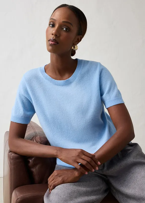 Kurzarmpullover aus reinem Kaschmir mit Good Cashmere Standard&reg;, bonprix