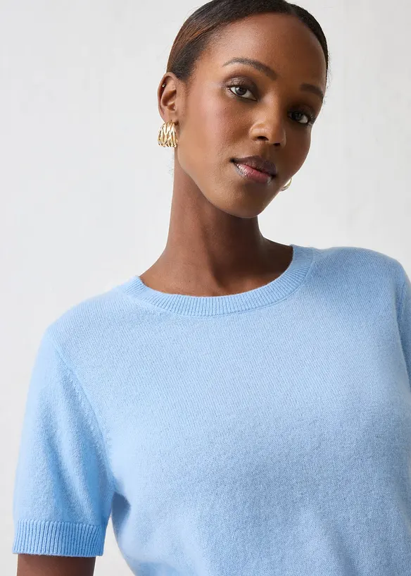 Kurzarmpullover aus reinem Kaschmir mit Good Cashmere Standard&reg;, bonprix