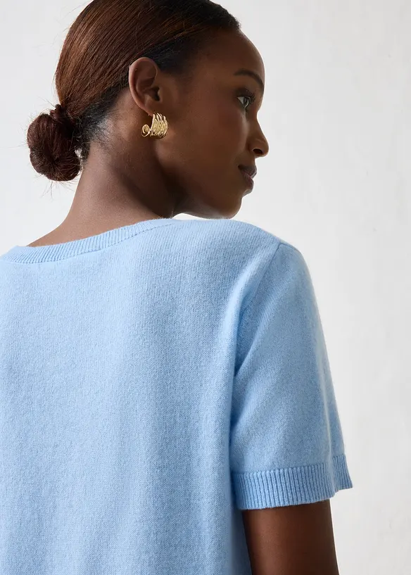 Kurzarmpullover aus reinem Kaschmir mit Good Cashmere Standard&reg;, bonprix