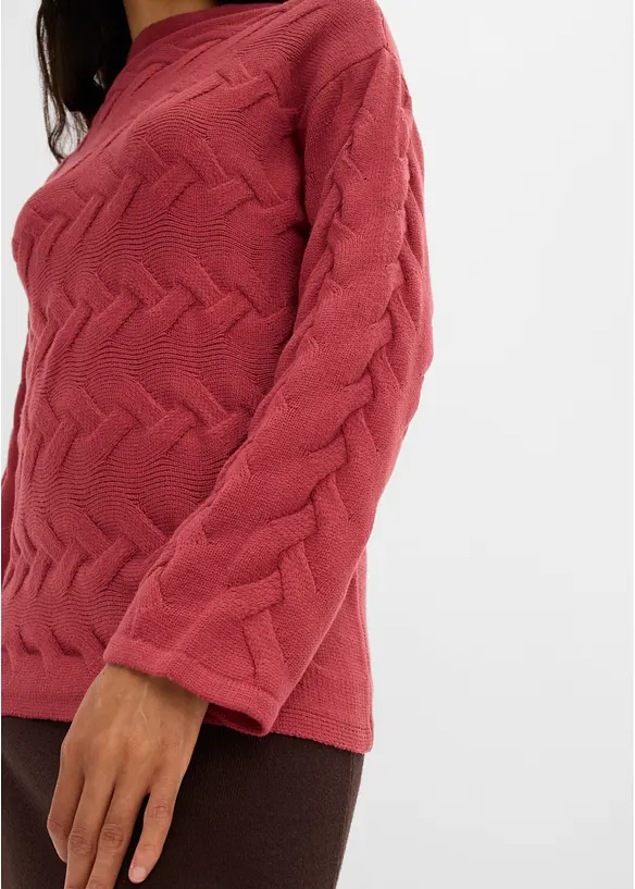 Pull en maille &agrave; torsades, bonprix
