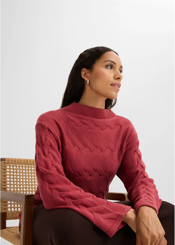Pull en maille &agrave; torsades, bonprix