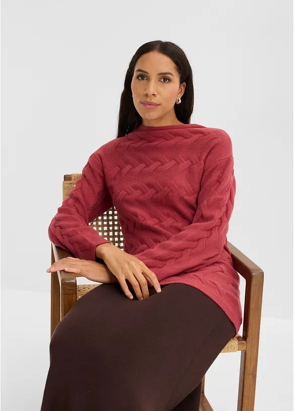 Pull en maille &agrave; torsades, bonprix
