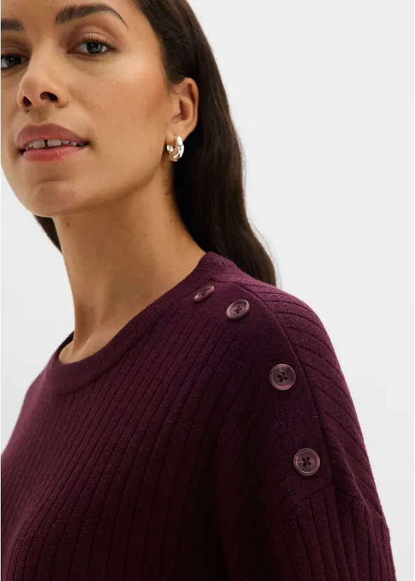 Viskose-Mix Pullover mit Deko Knopfleiste, bonprix