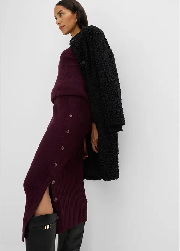 Strickrock mit Schlitz und Kn&ouml;pfen, bonprix