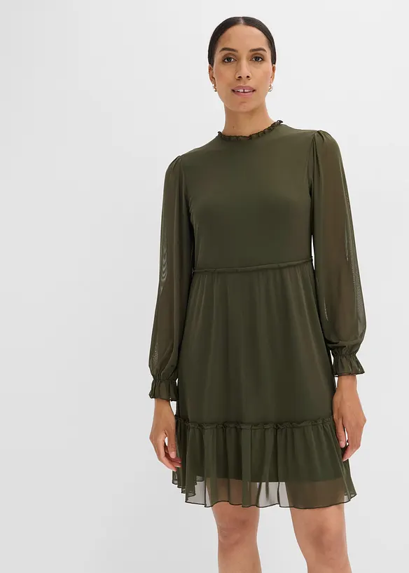 Jerseykleid aus feinem Mesh, bonprix