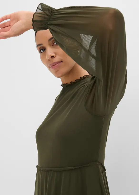 Jerseykleid aus feinem Mesh, bonprix