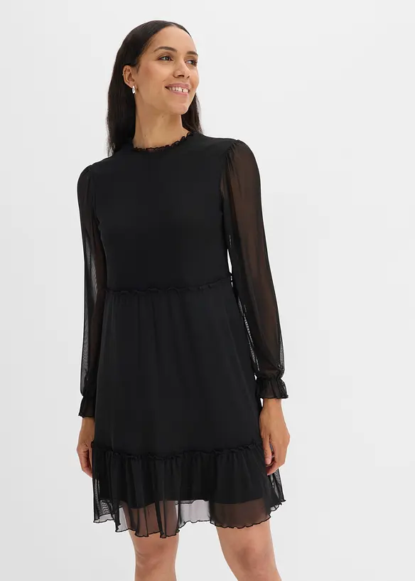 Jerseykleid aus feinem Mesh, bonprix