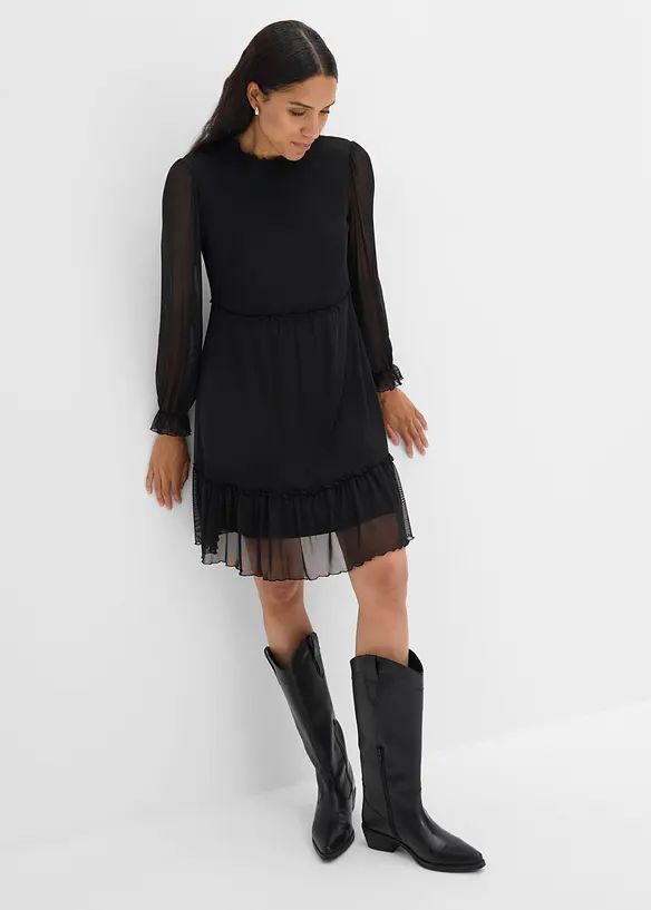 Jerseykleid aus feinem Mesh, bonprix