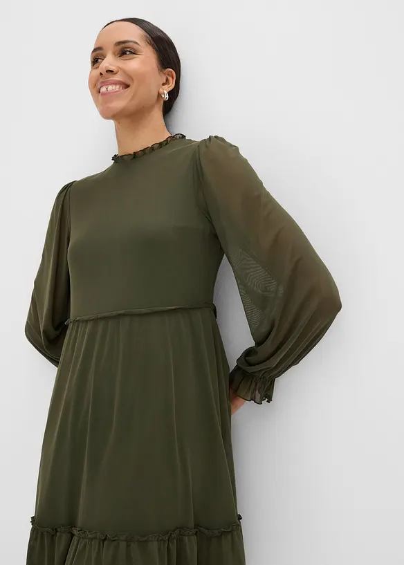 Jerseykleid aus feinem Mesh, bonprix