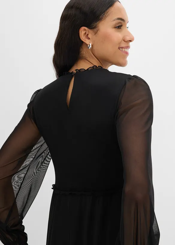 Jerseykleid aus feinem Mesh, bonprix