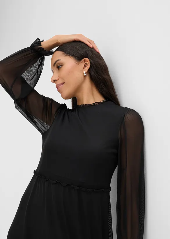 Jerseykleid aus feinem Mesh, bonprix