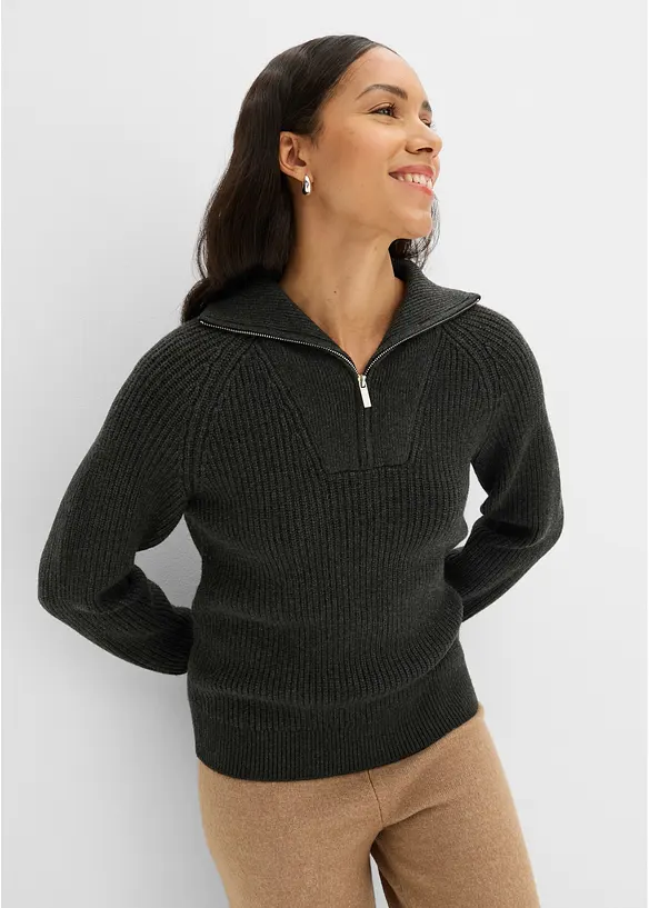 Troyer-Pullover aus weichem Viskose-Mix, bonprix