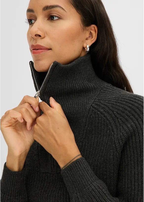 Troyer-Pullover aus weichem Viskose-Mix, bonprix