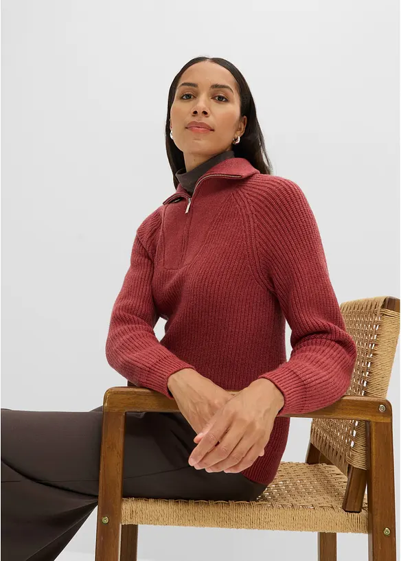 Troyer-Pullover aus weichem Viskose-Mix, bonprix