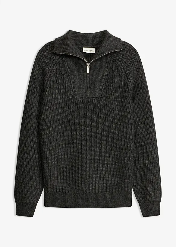 Troyer-Pullover aus weichem Viskose-Mix, bonprix