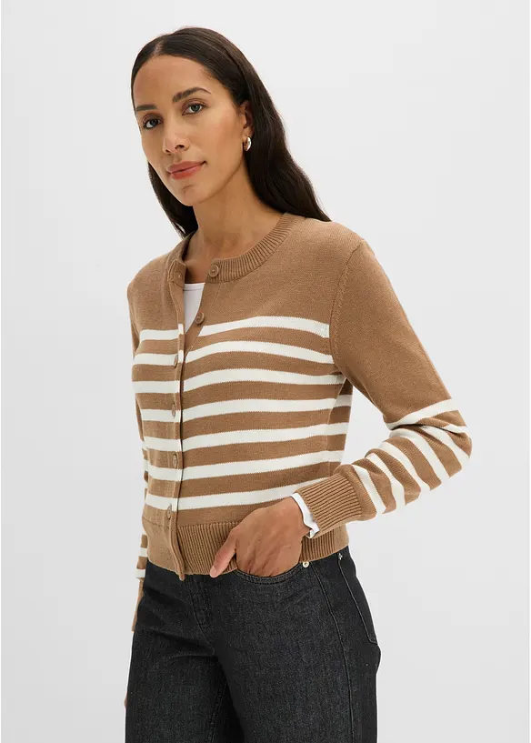 Verk&uuml;rzte Strickjacke aus Baumwoll-Mix, bonprix