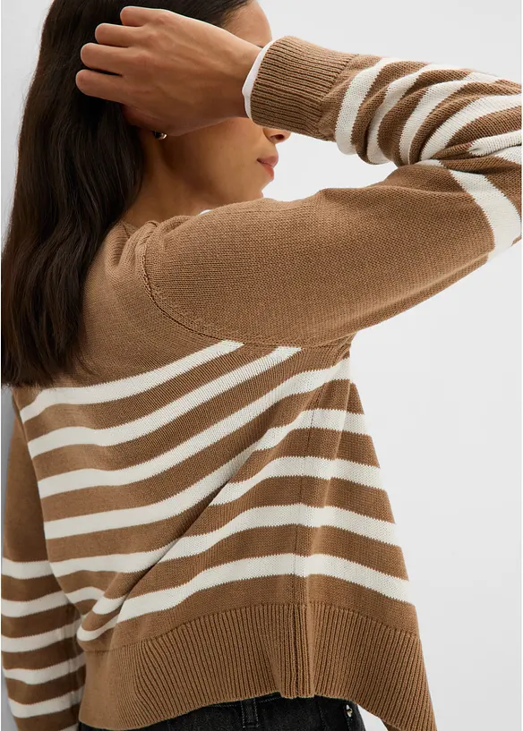 Verk&uuml;rzte Strickjacke aus Baumwoll-Mix, bonprix