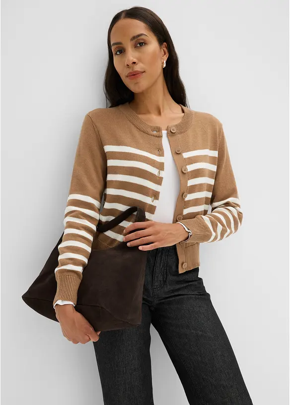 Verk&uuml;rzte Strickjacke aus Baumwoll-Mix, bonprix