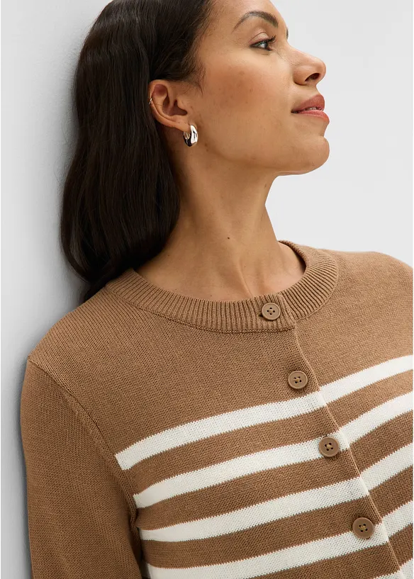Verk&uuml;rzte Strickjacke aus Baumwoll-Mix, bonprix