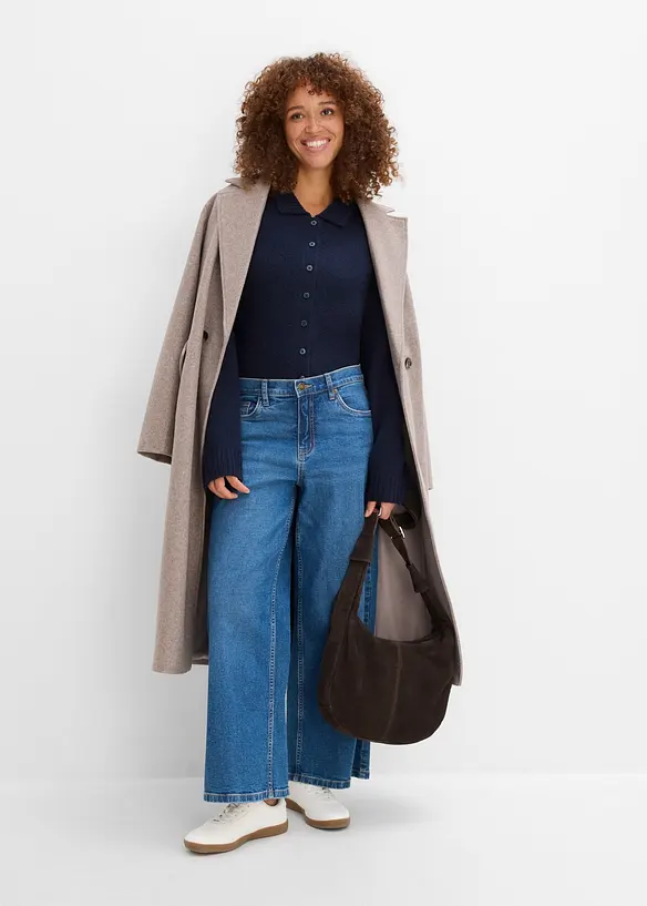 Jean large, taille mi-haute, cropped, bonprix