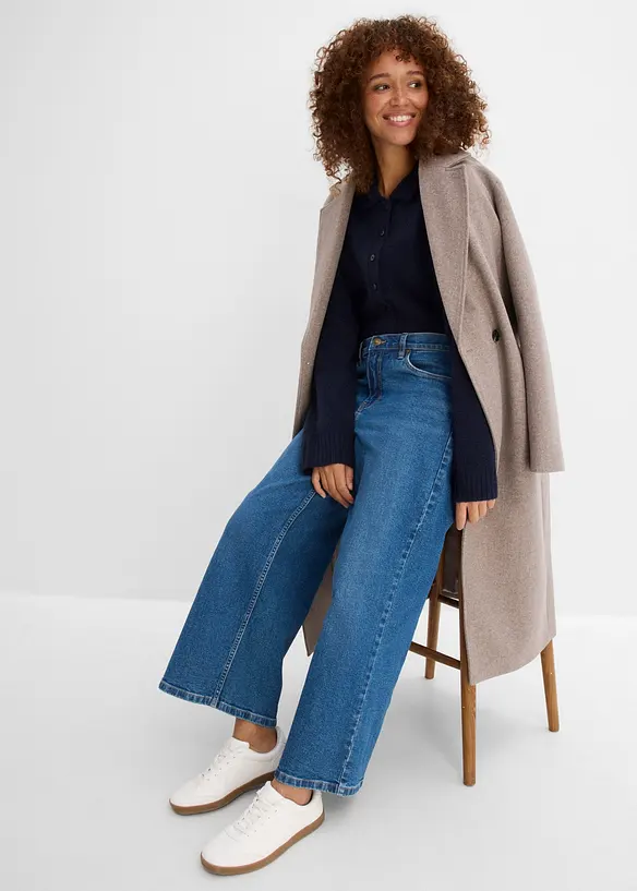 Jean large, taille mi-haute, cropped, bonprix