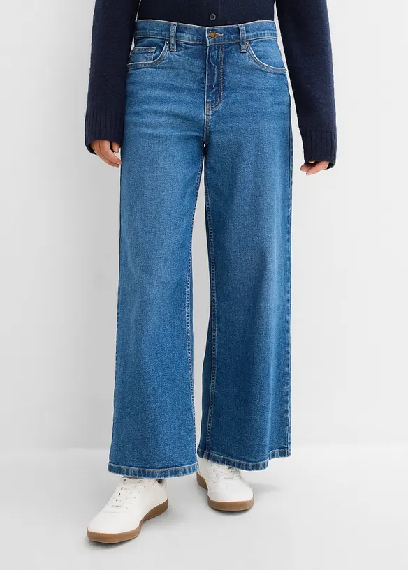 Jean large, taille mi-haute, cropped, bonprix