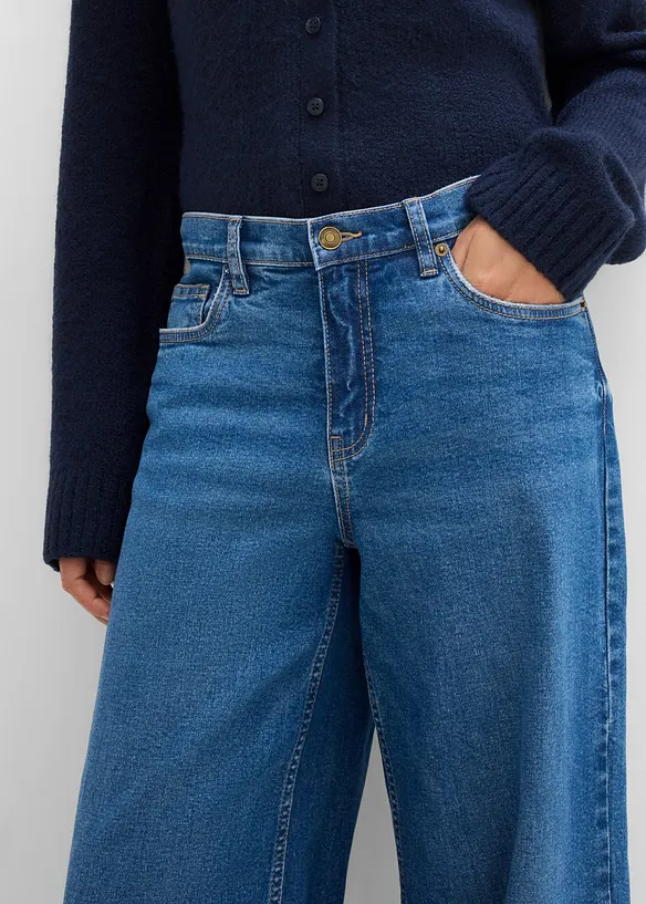 Jean large, taille mi-haute, cropped, bonprix