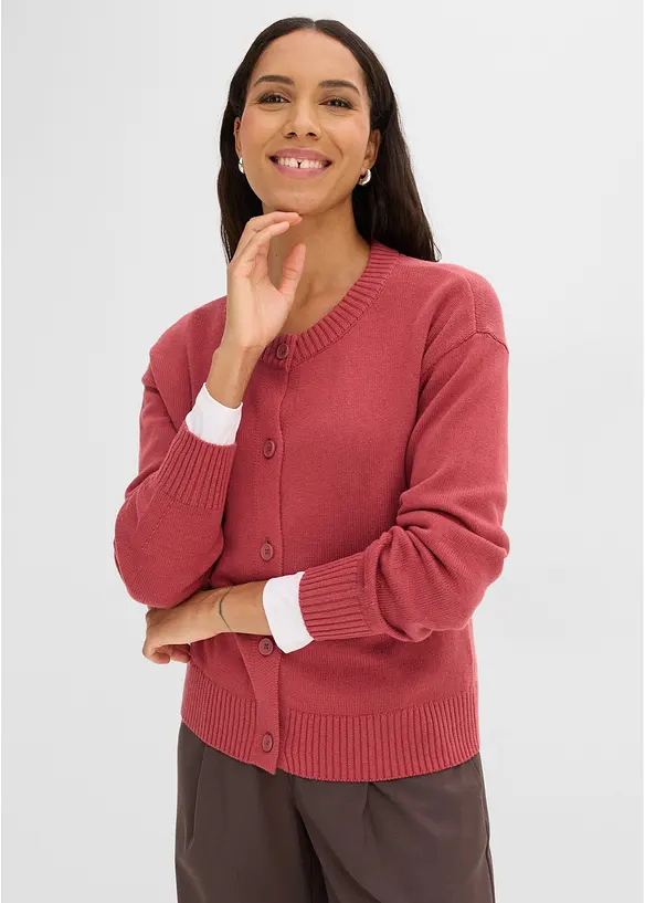 Gilet raccourci en maille de coton m&eacute;lang&eacute;, bonprix