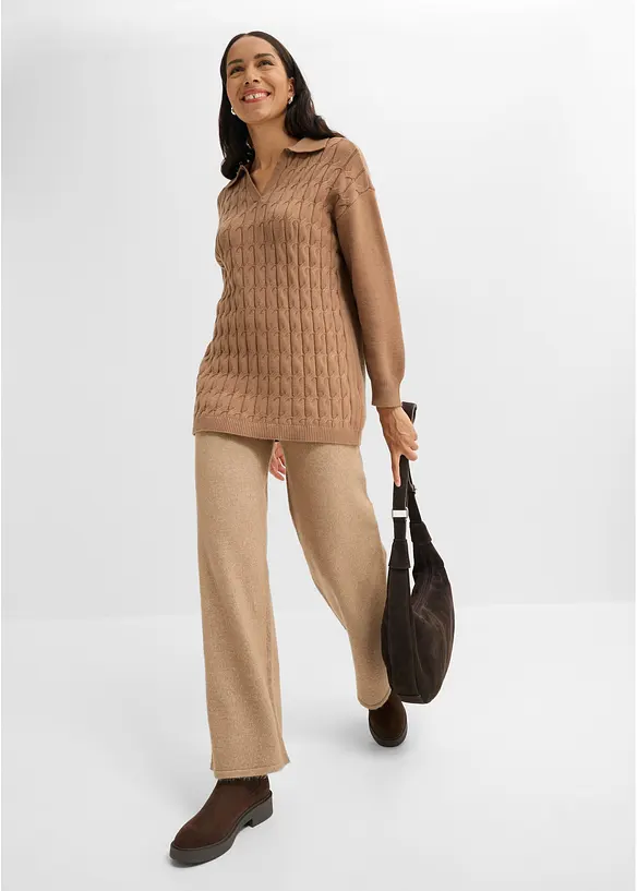 Oversize-Pullover in Zopfstrick, bonprix