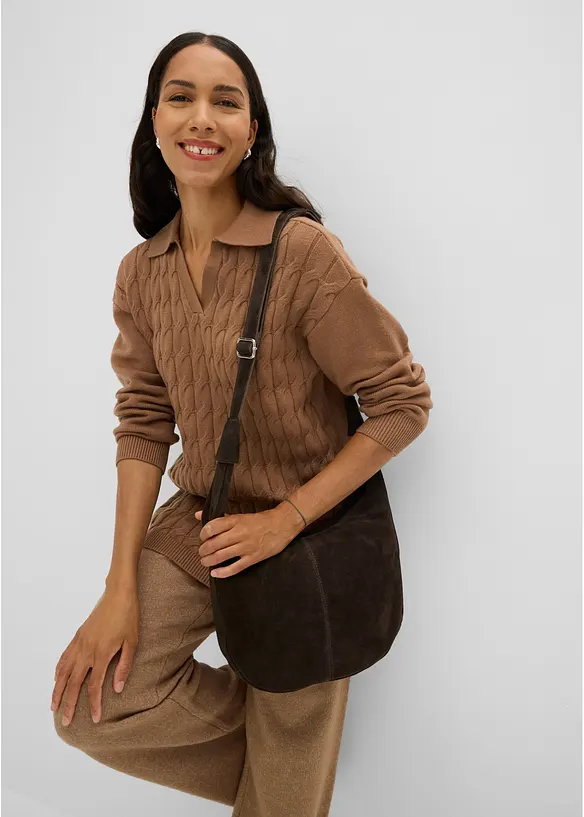 Oversize-Pullover in Zopfstrick, bonprix