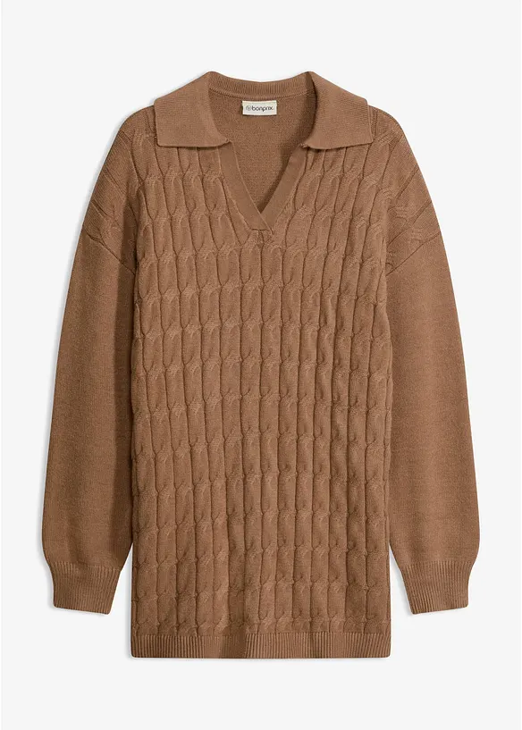 Oversize-Pullover in Zopfstrick, bonprix