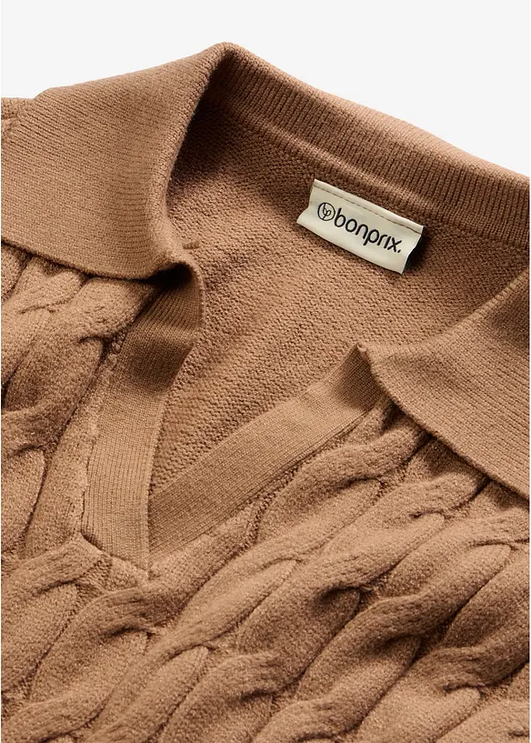 Oversize-Pullover in Zopfstrick, bonprix