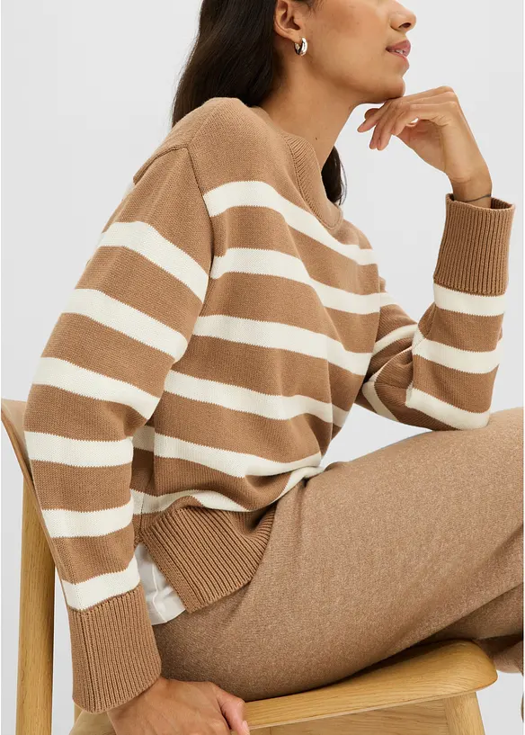Oversize-Pullover aus Baumwoll-Mix, bonprix