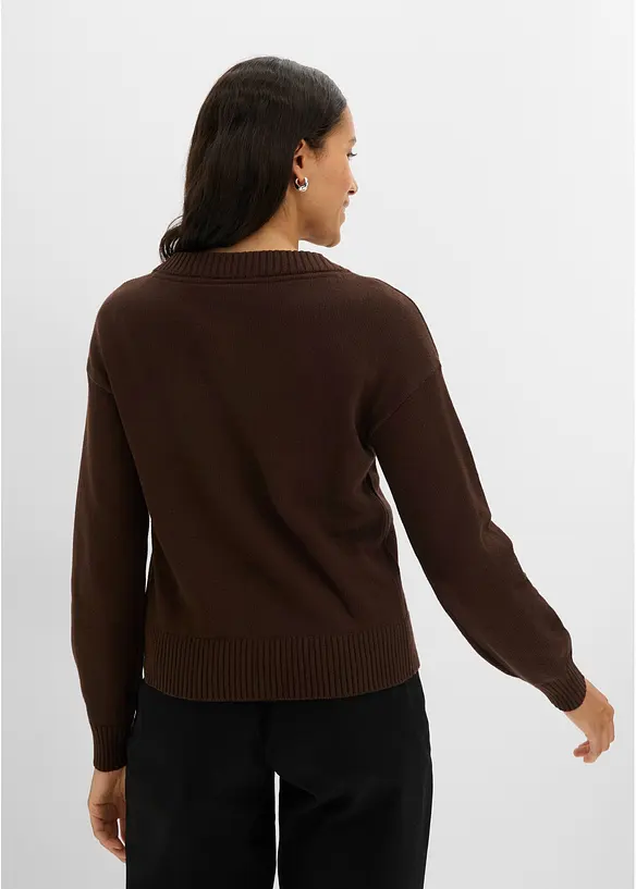 Verk&uuml;rzte Strickjacke aus Baumwoll-Mix, bonprix