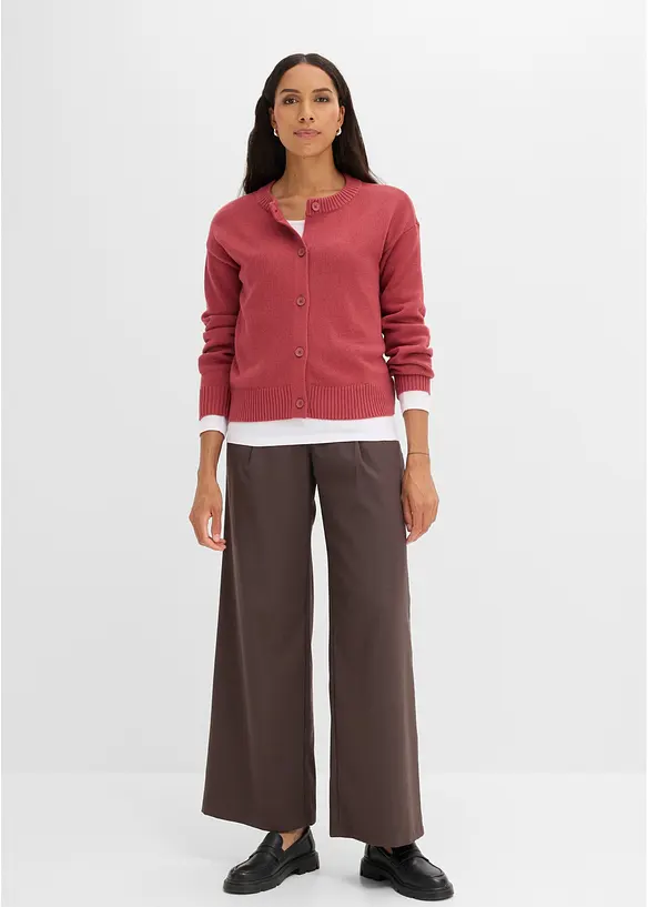 Gilet raccourci en maille de coton m&eacute;lang&eacute;, bonprix