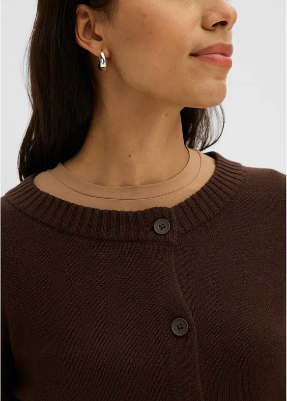 Verk&uuml;rzte Strickjacke aus Baumwoll-Mix, bonprix