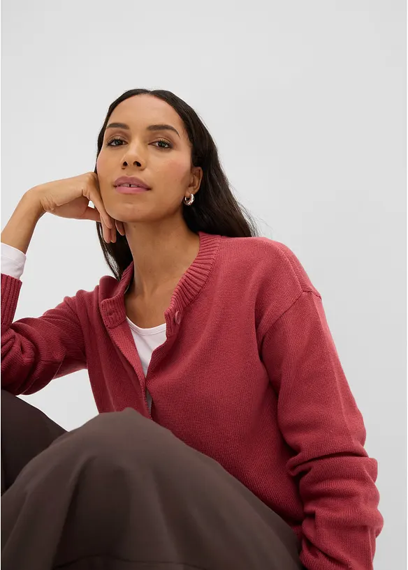 Gilet raccourci en maille de coton m&eacute;lang&eacute;, bonprix