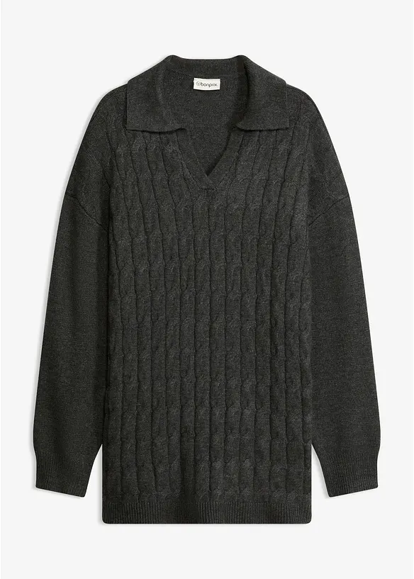 Oversize-Pullover in Zopfstrick, bonprix
