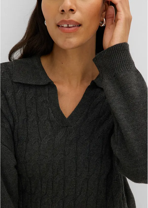 Oversize-Pullover in Zopfstrick, bonprix