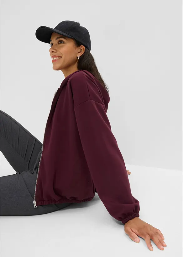 Kapuzen-Sweatjacke mit Ballonsaum, bonprix