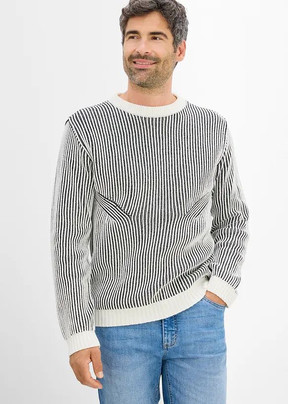 Pull c&ocirc;tel&eacute; ample en coton m&eacute;lang&eacute;, bonprix