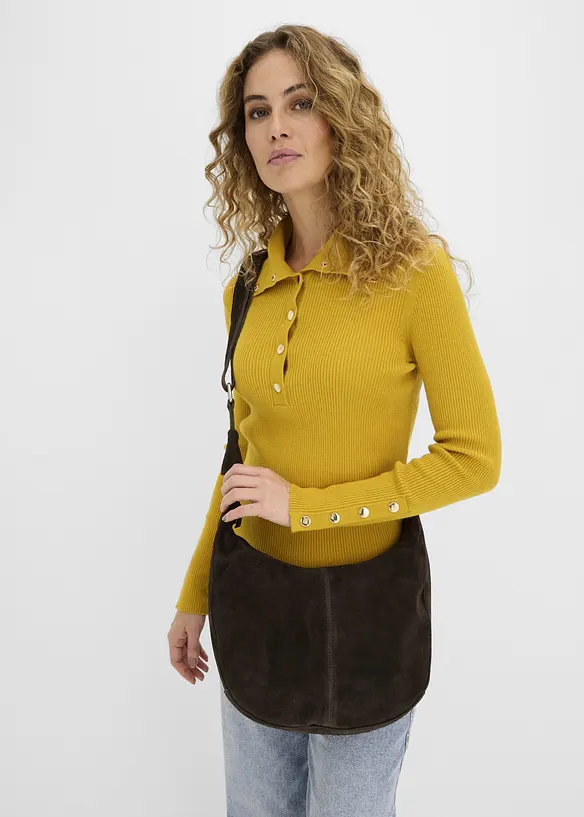 Sac &agrave; bandouli&egrave;re en cuir velours, bonprix