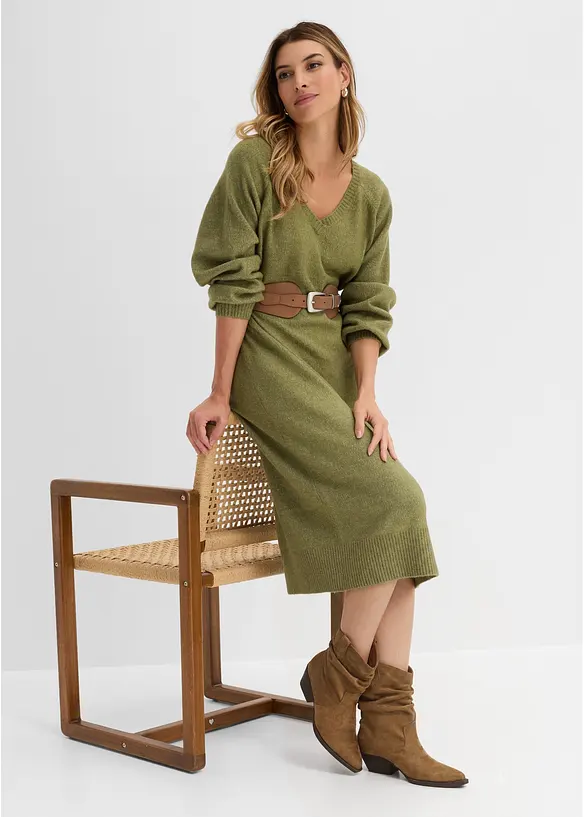 Oversized Strickkleid in Midil&auml;nge, bonprix