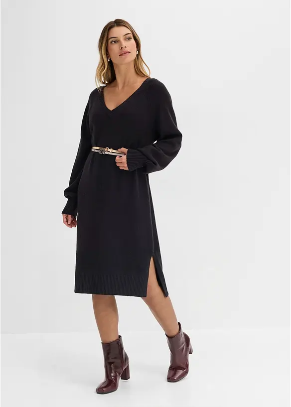Oversized Strickkleid in Midil&auml;nge, bonprix