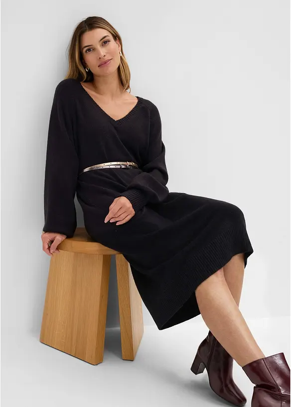 Oversized Strickkleid in Midil&auml;nge, bonprix