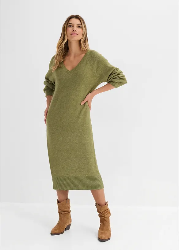 Oversized Strickkleid in Midil&auml;nge, bonprix