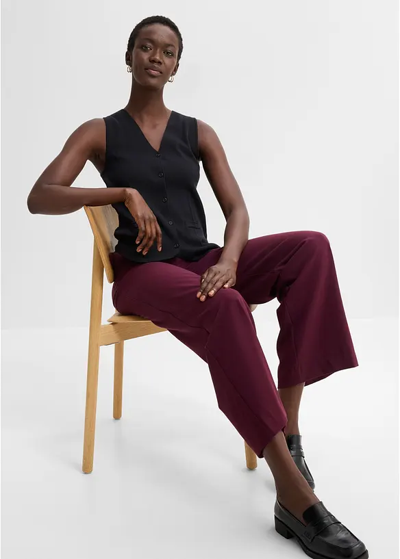 Gilet sans manches en maille, dos ajour&eacute;, bonprix