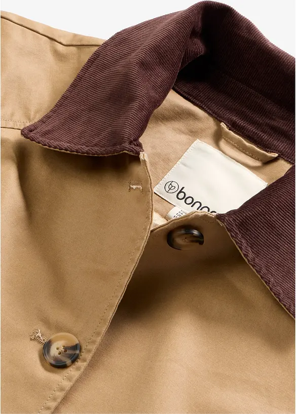 Gewachste &Uuml;bergangsjacke mit Cord-Kragen, bonprix