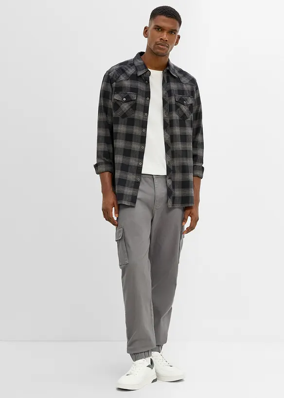 Pantalon cargo extensible regular, jambe fusel&eacute;e, bonprix